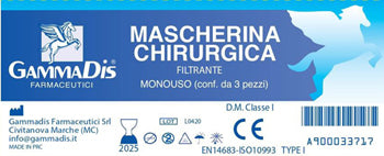 MASCHERINA CHIRURGICA 3 PEZZI GAMMADIS