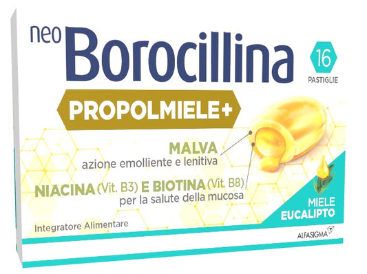 NEOBOROCILLINA PROPOLMIELE+ MIELE/EUCALIPTO 16 PASTIGLIE ALFASIGMA SpA