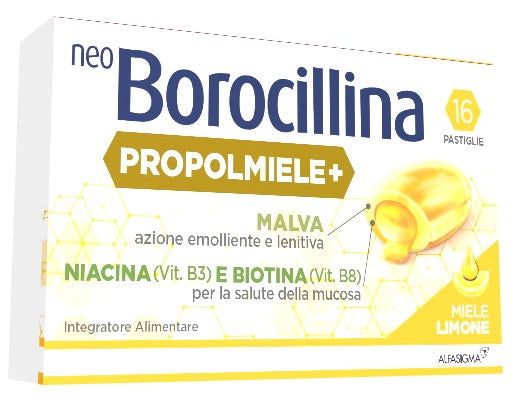 NEOBOROCILLINA PROPOLMIELE+ MIELE/LIMONE 16 PASTIGLIE ALFASIGMA SpA
