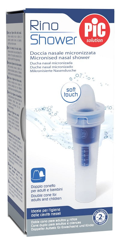 DOCCIA NASALE MICRONIZZATA RINO SHOWER PIC SOLUTION PER AEROSOL A PISTONE DOPPIO CONETTO PER ADULTI E BAMBINI