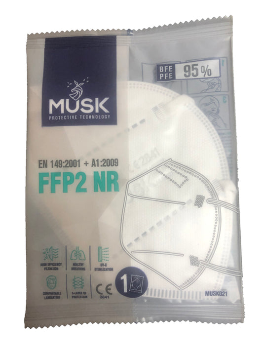 MUSK SEMIMASCHERA FILTRANTE FFP2 BIANCO 1 PEZZO MUSK MEDIKAL TEKSTIL PLASTIK