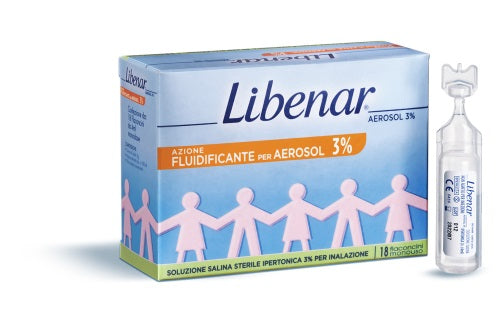 SOLUZIONE SALINA IPERTONICA 3% LIBENAR PER INALAZIONE CON AEROSOL 18 FLACONCINI MONOUSO DA 4 ML