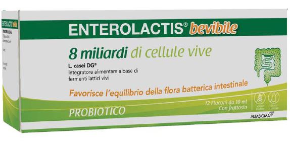ENTEROLACTIS BEVIBILE 12 FLACONCINI X 10 ML ALFASIGMA SpA