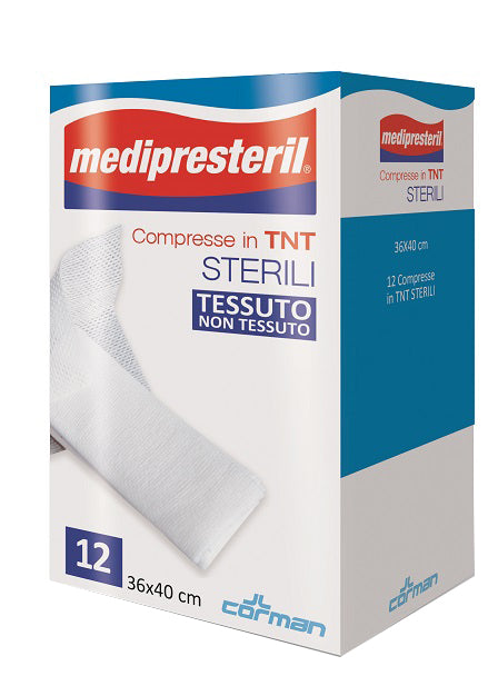 GARZA COMPRESSA MEDIPRESTERIL TNT 36X40CM 12 PEZZI CORMAN SpA