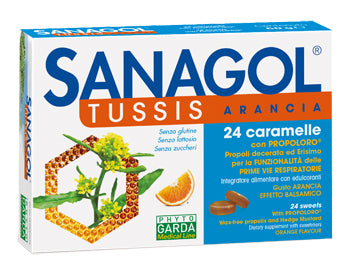 SANAGOL TUSSIS ARANCIA 24 CARAMELLE NAMED Srl