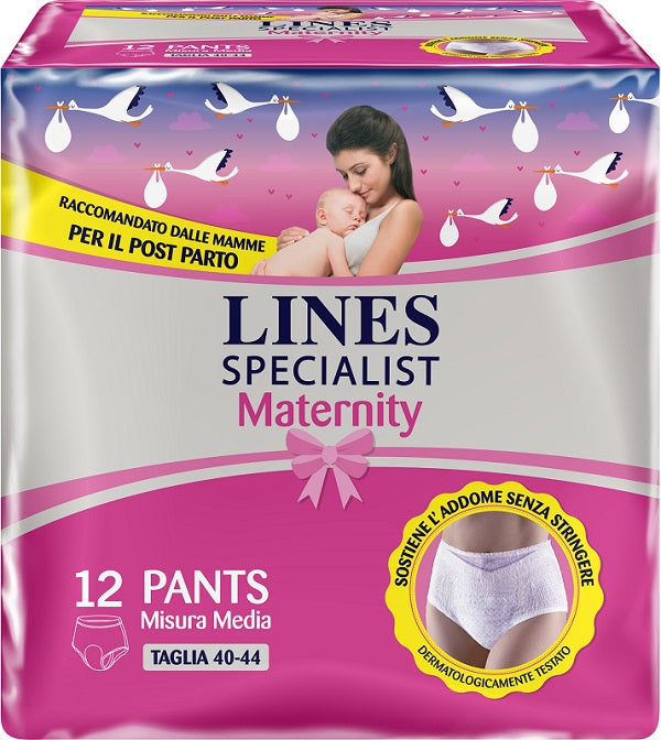 LINES SPECIALIST MATERNITY MUTANDINA ASSORBENTE PER PERDITE POST PARTO MISURA MEDIUM 12 PEZZI FATER SpA