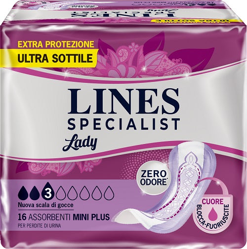 ASSORBENTI PER INCONTINENZA LINES SPECIALIST LADY MINI PLUS 16 PEZZI FATER SpA