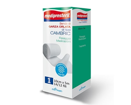 BENDA ORLATA MEDIPRESTERIL CAMBRIC M5X10CM 14/12 FILI