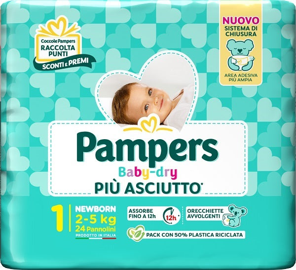 PAMPERS BABY DRY PANNOLINO NEWBORN 24 PEZZI FATER SpA