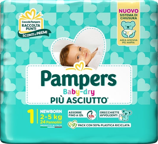 PAMPERS BABY DRY PANNOLINO NEWBORN 24 PEZZI FATER SpA