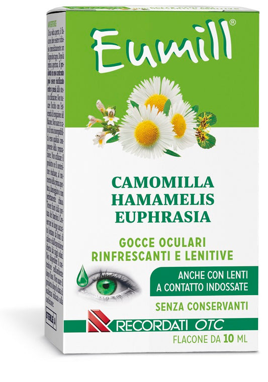 EUMILL CAMOMILLA HAMAMELIS EUPHRASIA GOCCE OCULARI RINFRESCANTI E LENITIVE ANCHE CON LENTI A CONTATTO INDOSSATE SENZA CONSERVANTI 10 ML