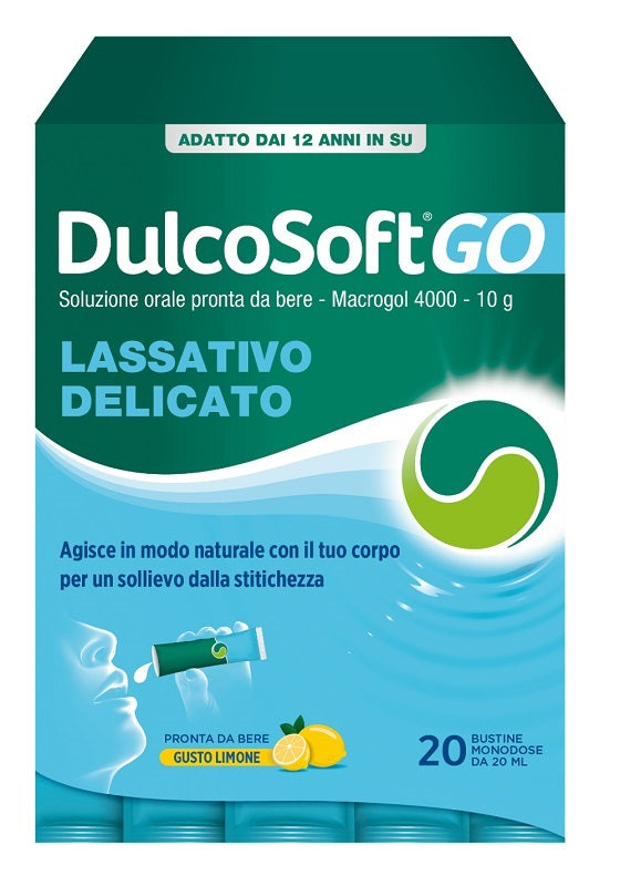 DULCOSOFT GO SENZA ZUCCHERO SENZA GLUTINE SENZA LATTOSIO GUSTO LIMONE 20 BUSTINE DA 20 ML