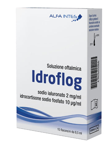SOLUZIONE OFTALMICA IDROFLOG A BASE DI IALURONATO DI SODIO E IDROCORTISONE SODIO FOSFATO 15 FLACONCINI DA 0,5 ML ALFA INTES (IND.TER.SPLENDORE)