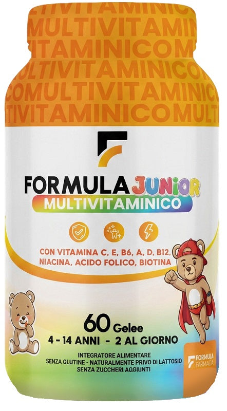 FORMULA MULTIVITAMINICO JUNIOR 60 GELEE FRAGOLA MELA VERDE ARANCIA LIMONE SENZA ZUCCHERI AGGIUNTI E GLUTINE