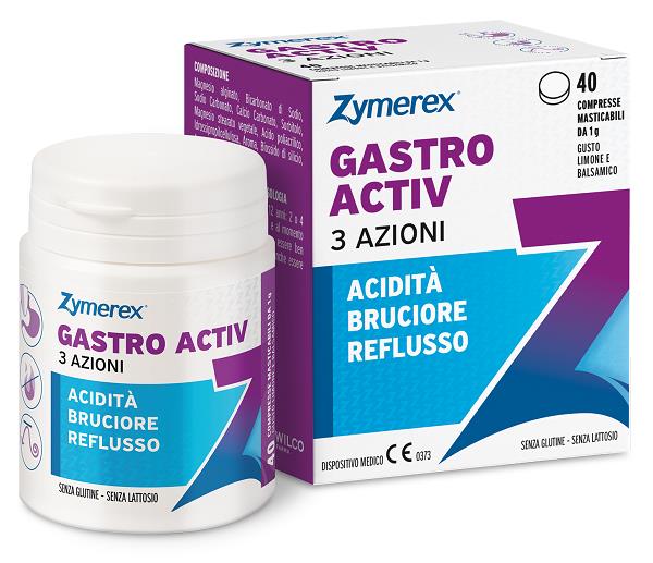 ZYMEREX GASTRO ACTIV 3 AZIONI 40 COMPRESSE MASTICABILI DA 1 G GUSTO LIMONE E BALSAMICO SENZA GLUTINE SENZA LATTOSIO