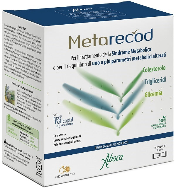 METARECOD 40 BUSTINE DA 2,5 G GUSTO ARANCIA E PESCA SENZA ZUCCHERI AGGIUNTI SENZA GLUTINE SENZA LATTOSIO