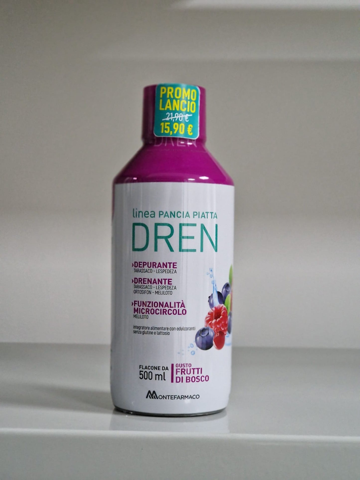 PANCIA PIATTA DREN 500 ML FRUTTI DI BOSCO MONTEFARMACO OTC SpA