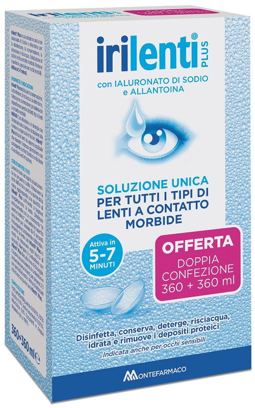 SOLUZIONE UNICA PER LENTI A CONTATTO IRILENTI 2 PEZZI DA 360 ML MONTEFARMACO OTC SpA