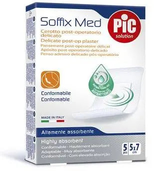 CEROTTO PIC SOFFIX MED IN TNT CON TAMPONE CENTRALE ASSORBENTE STERILE MONOUSO 5X7 CM ANTIBATTERICO 5 PEZZI PIKDARE SpA