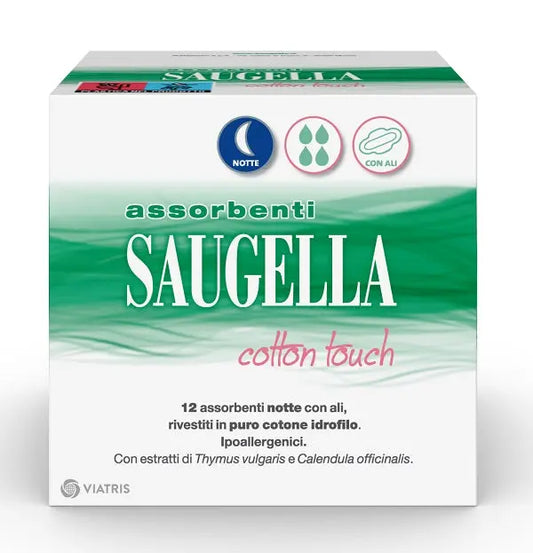 SAUGELLA COTTON TOUCH ASSORBENTI NOTTE 12 PEZZI TAGLIO PREZZO MEDA PHARMA SpA