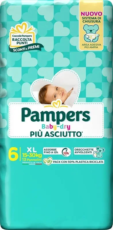 PAMPERS BABY DRY PANNOLINO DOWNCOUNT XL 13 PEZZI FATER SpA