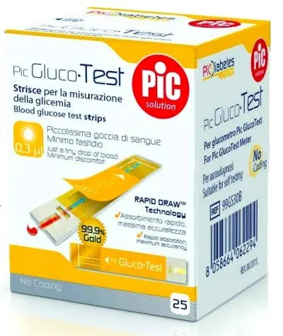 STRISCE MISURAZIONE GLICEMIA PIC GLUCOTEST 25 PEZZI PIKDARE SpA
