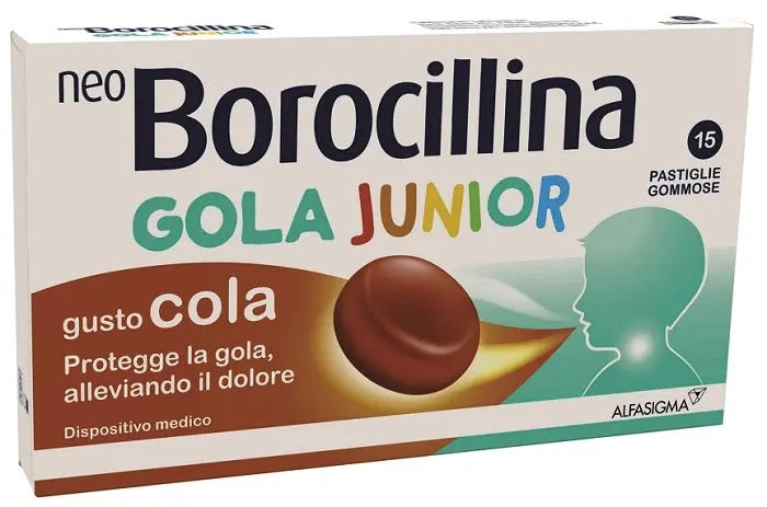 NEOBOROCILLINA GOLA JUNIOR 15 PASTIGLIE GUSTO COLA ALFASIGMA SpA