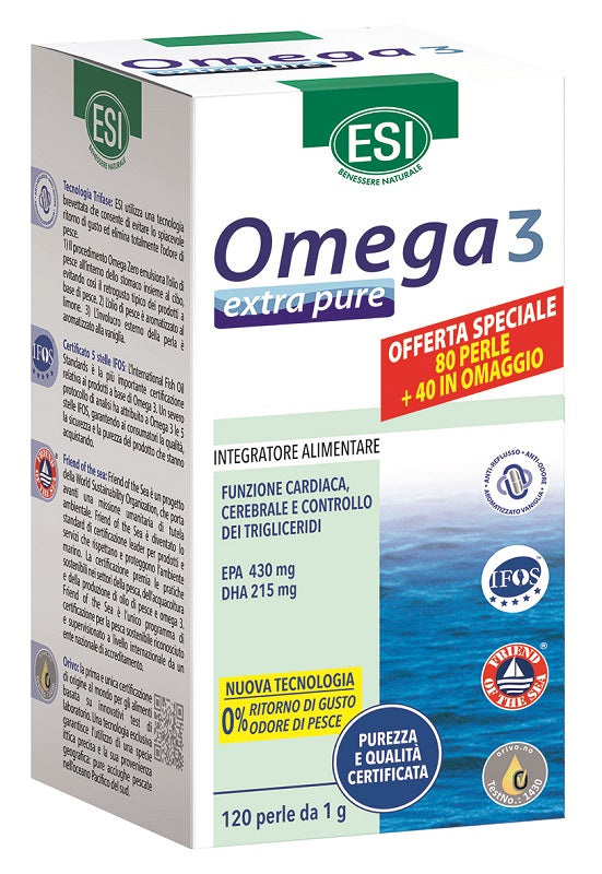 ESI OMEGA 3 EXTRA PURE 80 PERLE + 40 PERLE IN OMAGGIO ESI Srl
