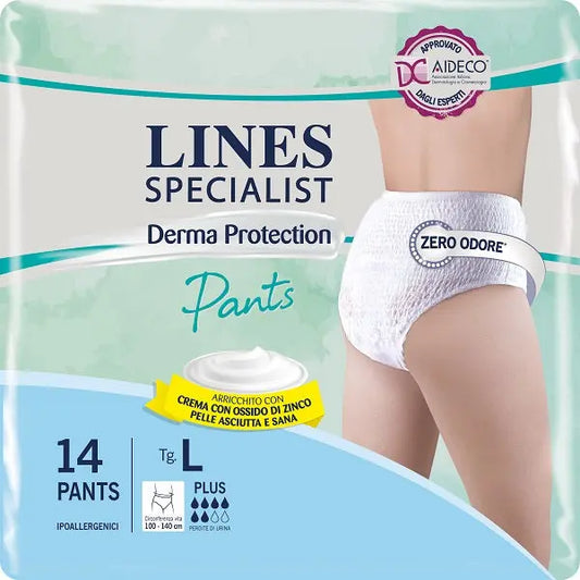 PANNOLONE PER INCONTINENZA LINES SPECIALIST DERMA PANTS PLUS L 14 PEZZI FATER SpA