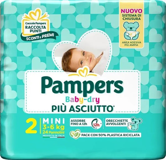 PAMPERS BABY DRY PANNOLINO DOWNCOUNT MINI 24 PEZZI FATER SpA