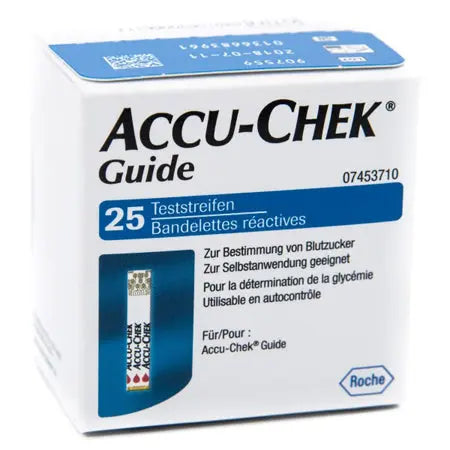 STRISCE MISURAZIONE GLICEMIA ACCU-CHEK GUIDE 25 PEZZI CONFEZIONE RETAIL ROCHE DIABETES CARE ITALY SpA