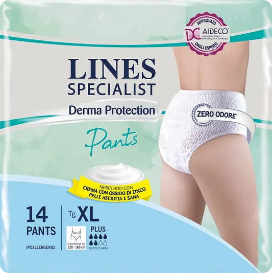 PANNOLONE PER INCONTINENZA LINES SPECIALIST DERMA PANTS PLUS XL 14 PEZZI FATER SpA