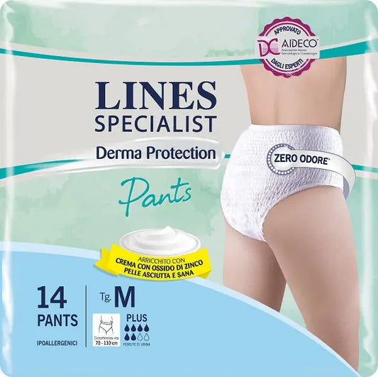 PANNOLONE PER INCONTINENZA LINES SPECIALIST DERMA PANTS PLUS M 14 PEZZI FATER SpA