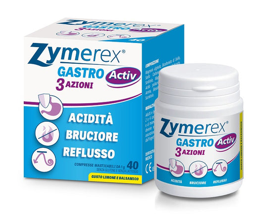 ZYMEREX GASTRO ACTIV 3 AZIONI 40 COMPRESSE MASTICABILI DIFAR DISTRIBUZIONE Srl